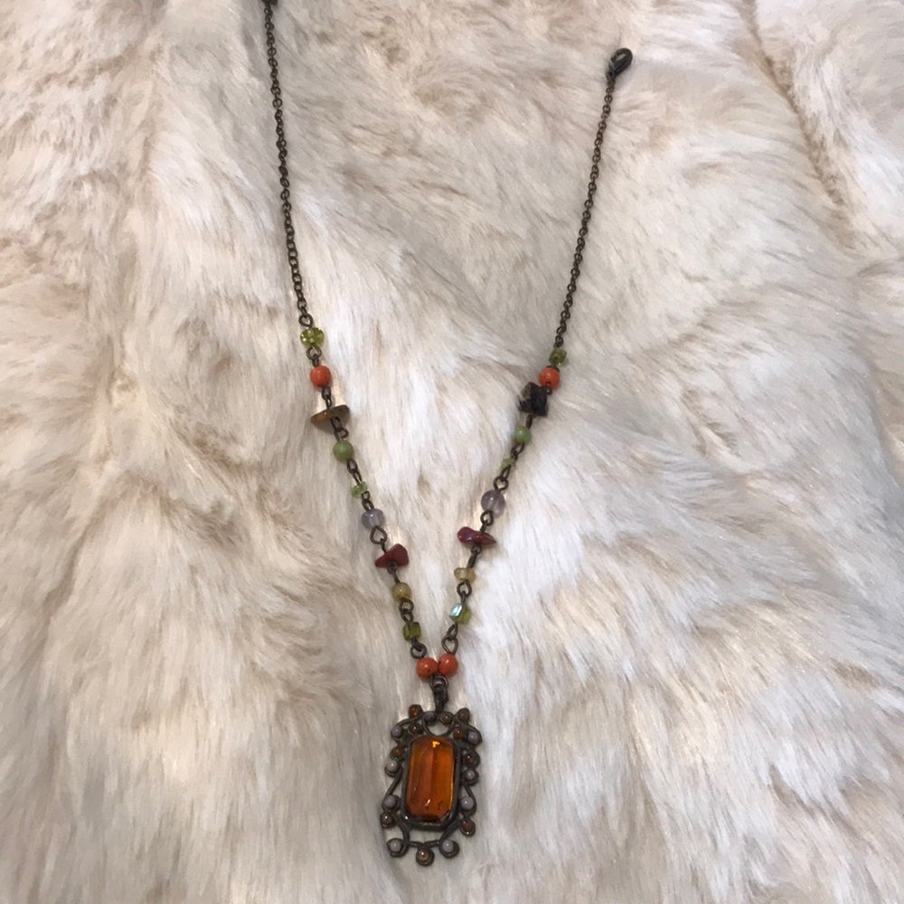 Antique looking European style amber colored necklace
